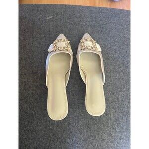 Womens Kitten Mules Sandal Party Wedding Pumps Khaki